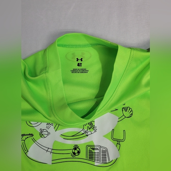 Under Armour All Spots Logo Neon Green Kids' Short Sleeve Tee Size 4T - Picture 5 of 5